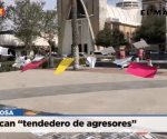Colocan "tendedero de agresores"