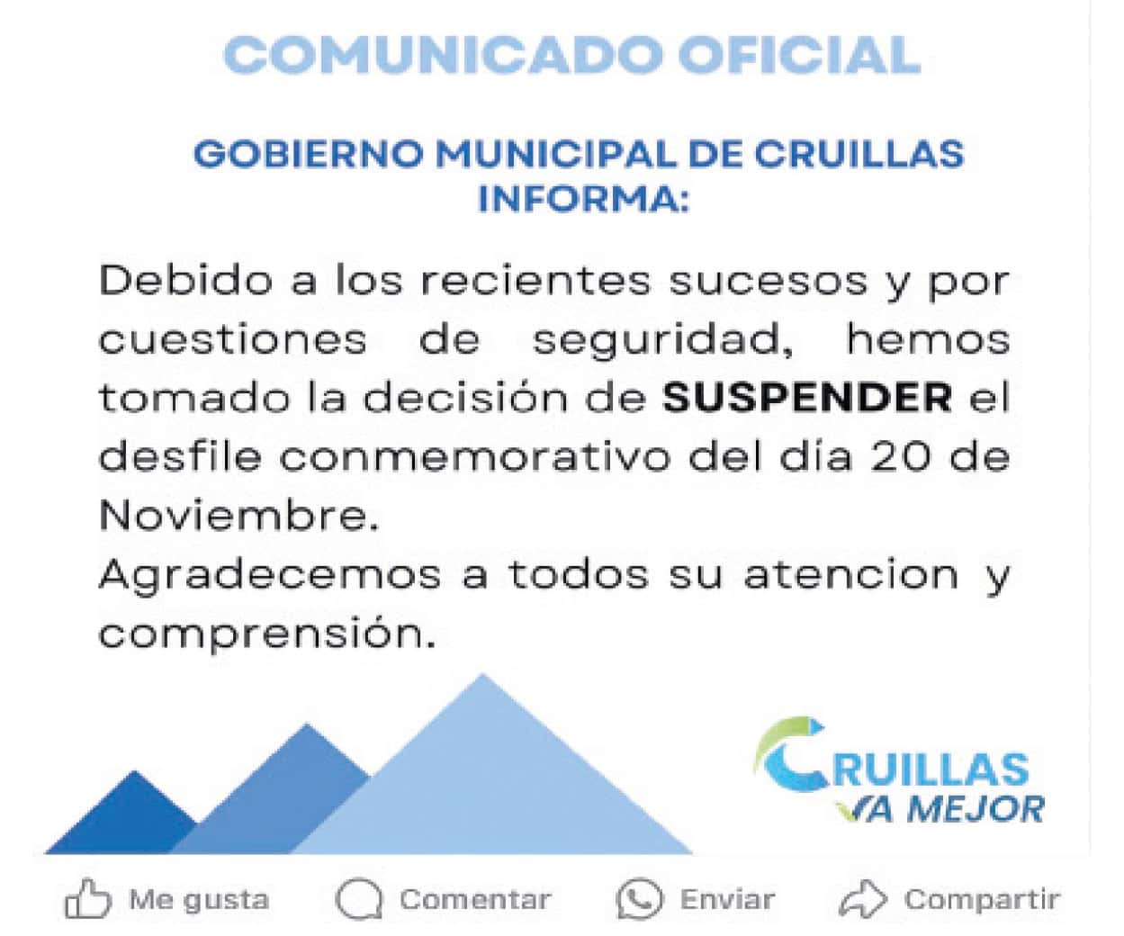 Desfiles suspendidos