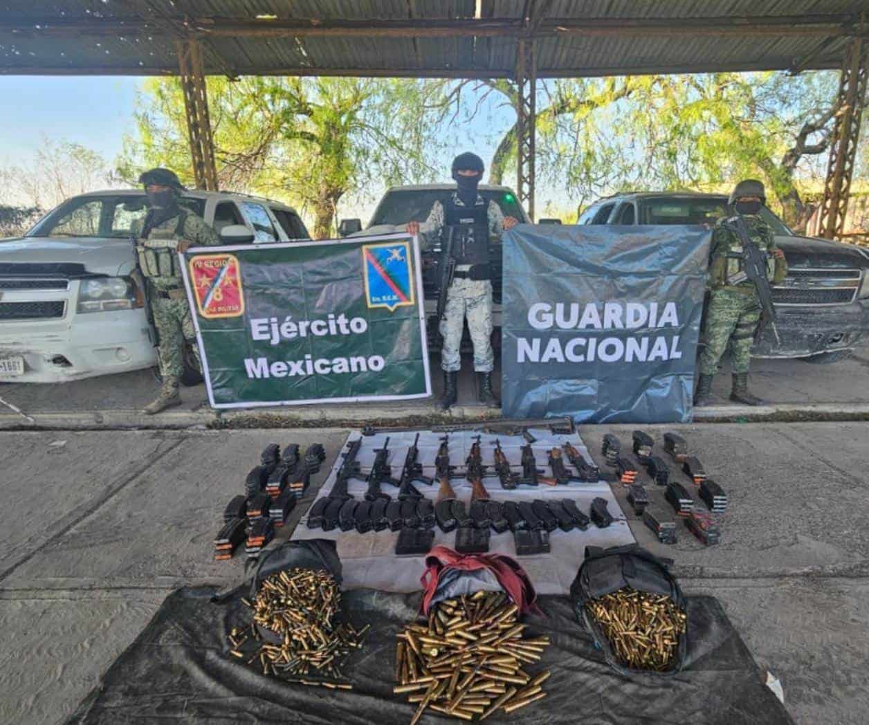 Asegura ejército un arsenal en Río Bravo