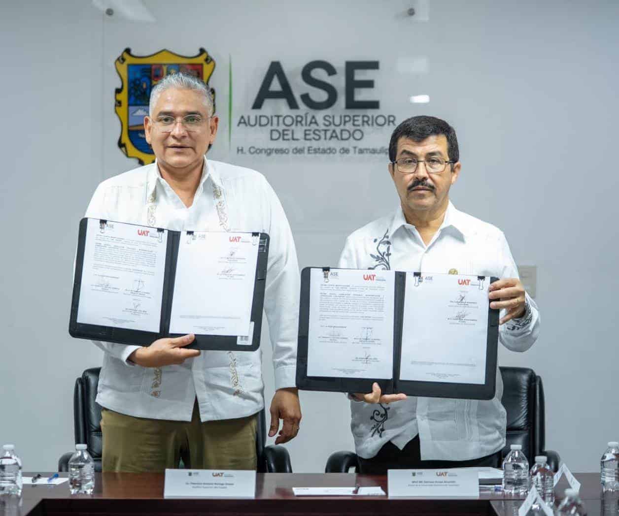Firman convenio UAT y Auditoría Superior