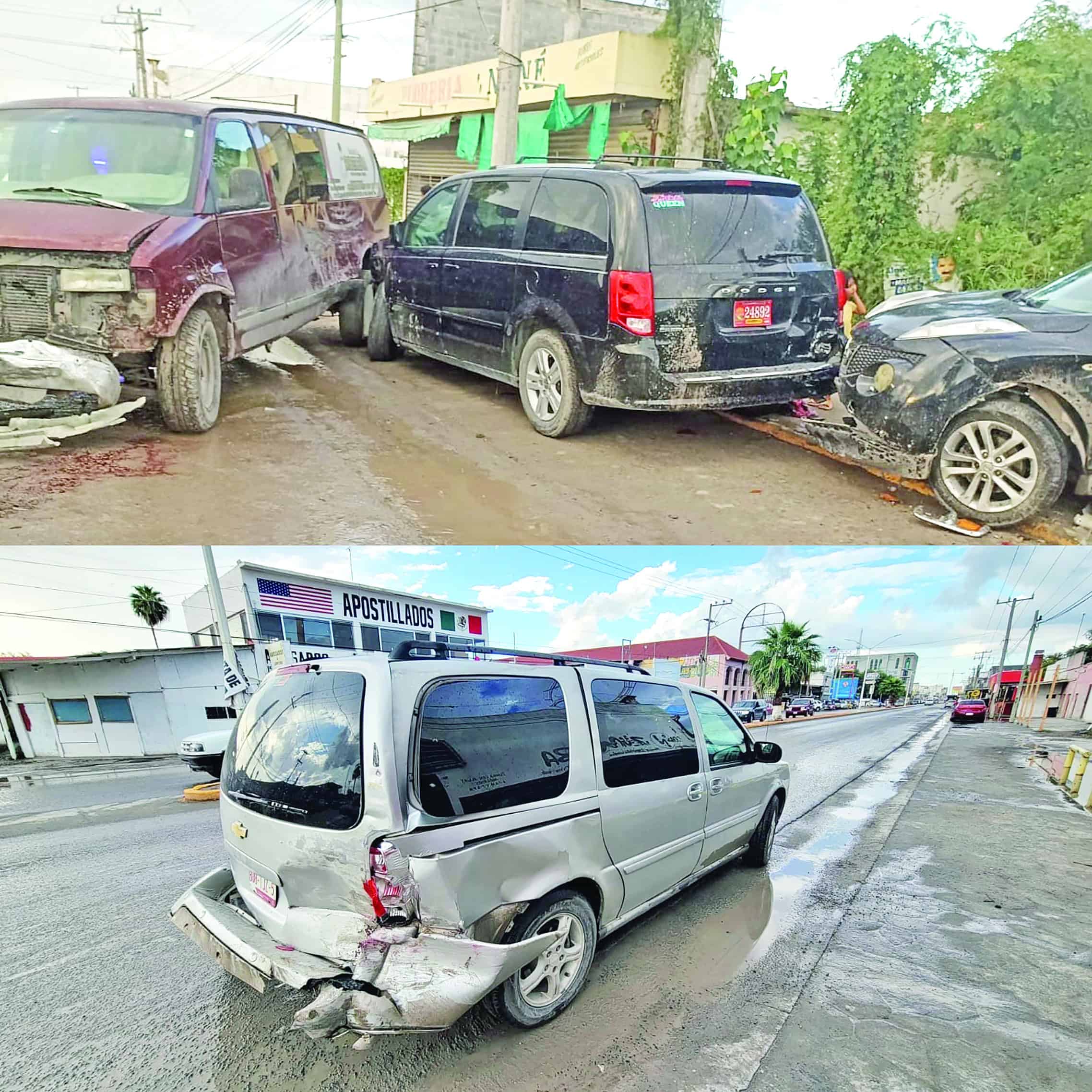 Cuádruple choque en la zona centro